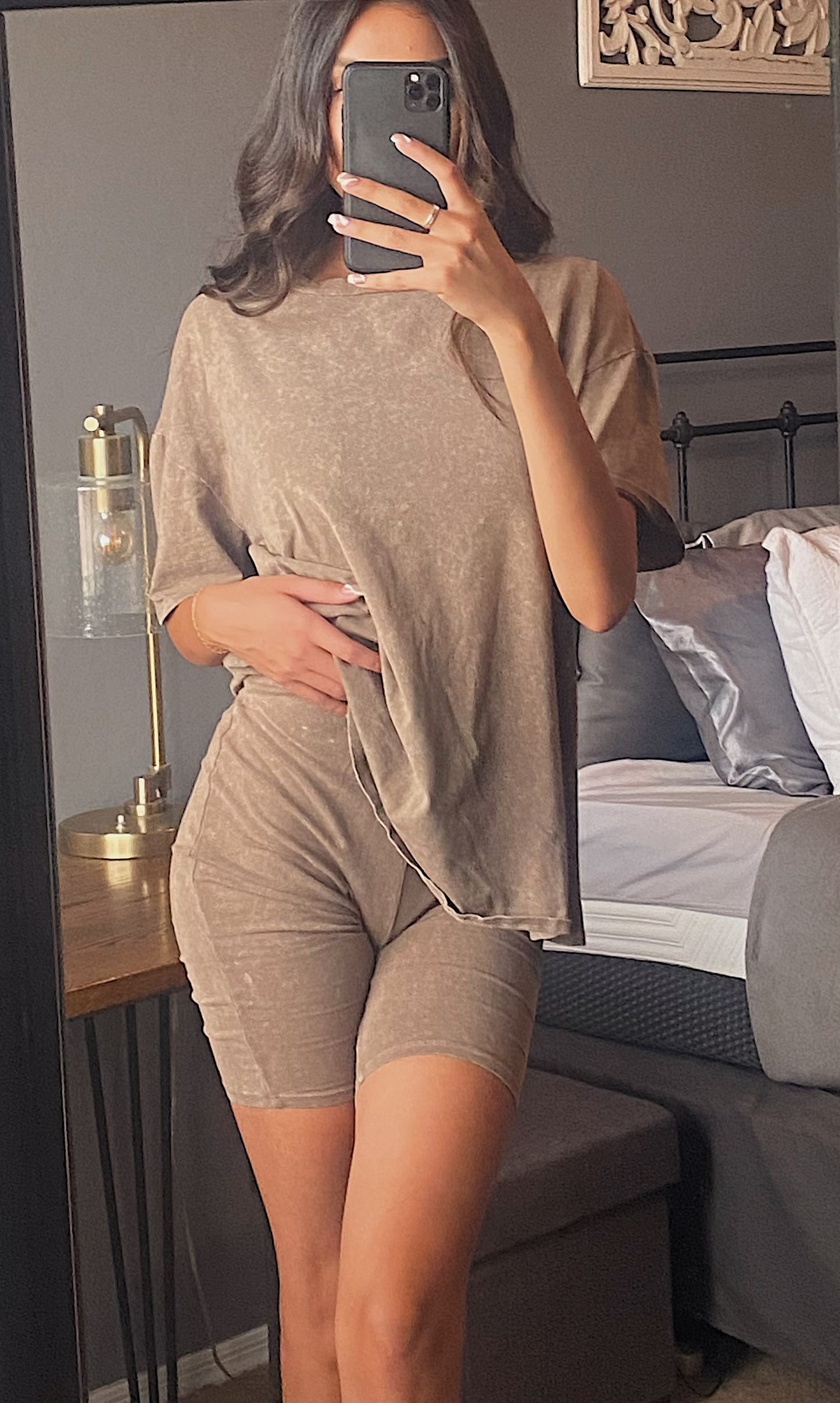Tay T-Shirt Lounge Set- BROWN