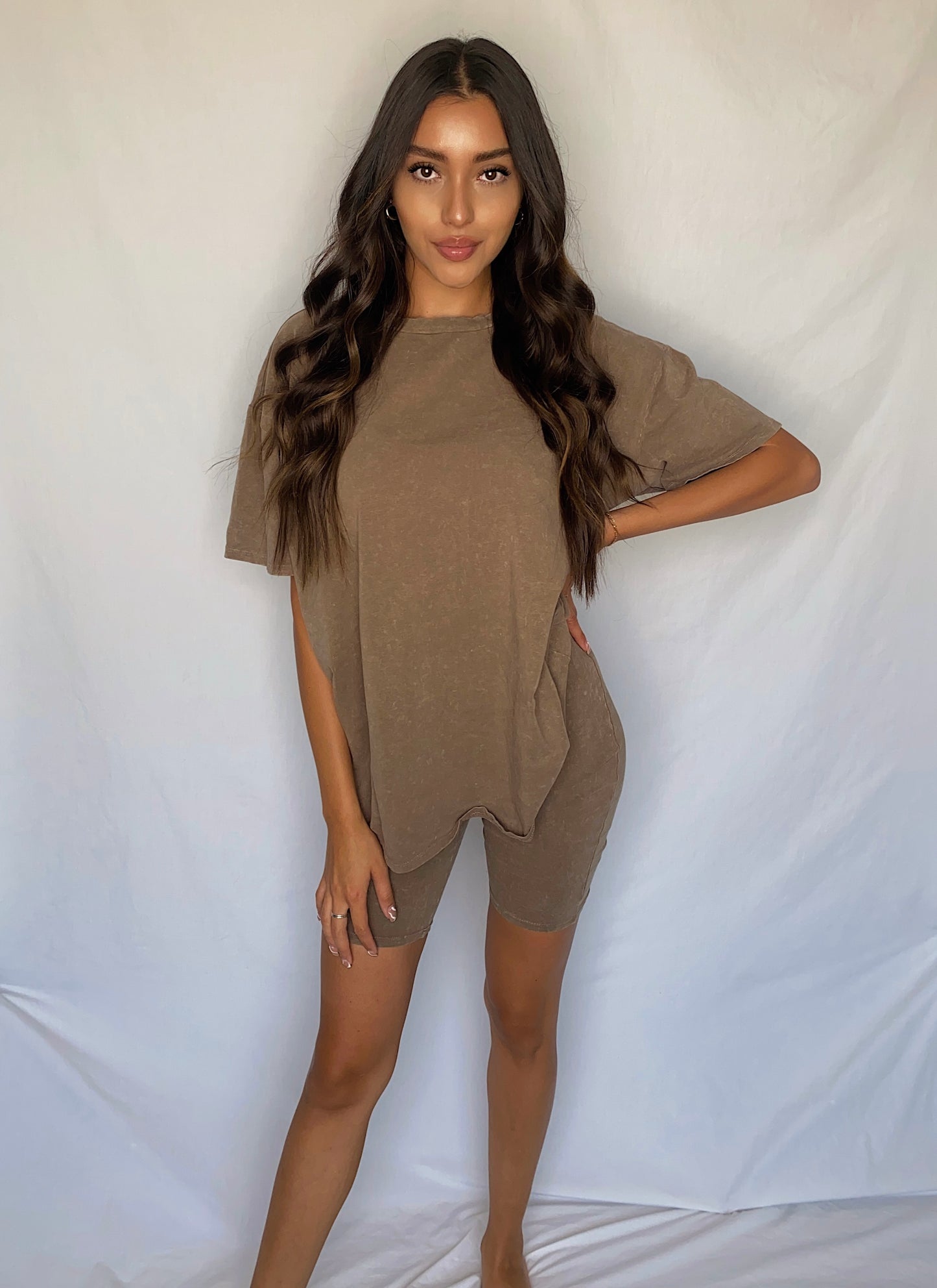 Tay T-Shirt Lounge Set- BROWN