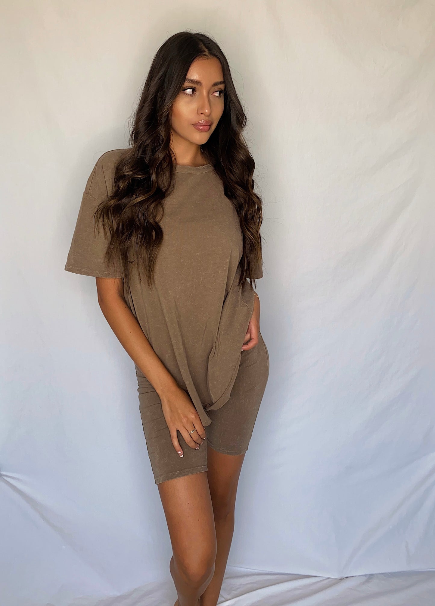 Tay T-Shirt Lounge Set- BROWN