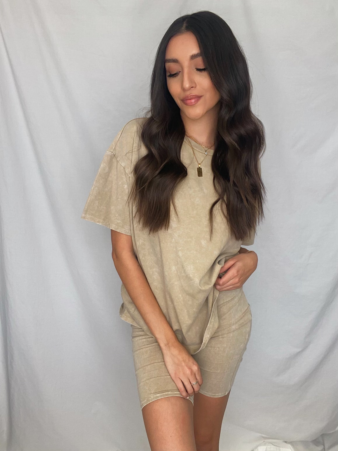 Tay T- Shirt Lounge Set- Caramel