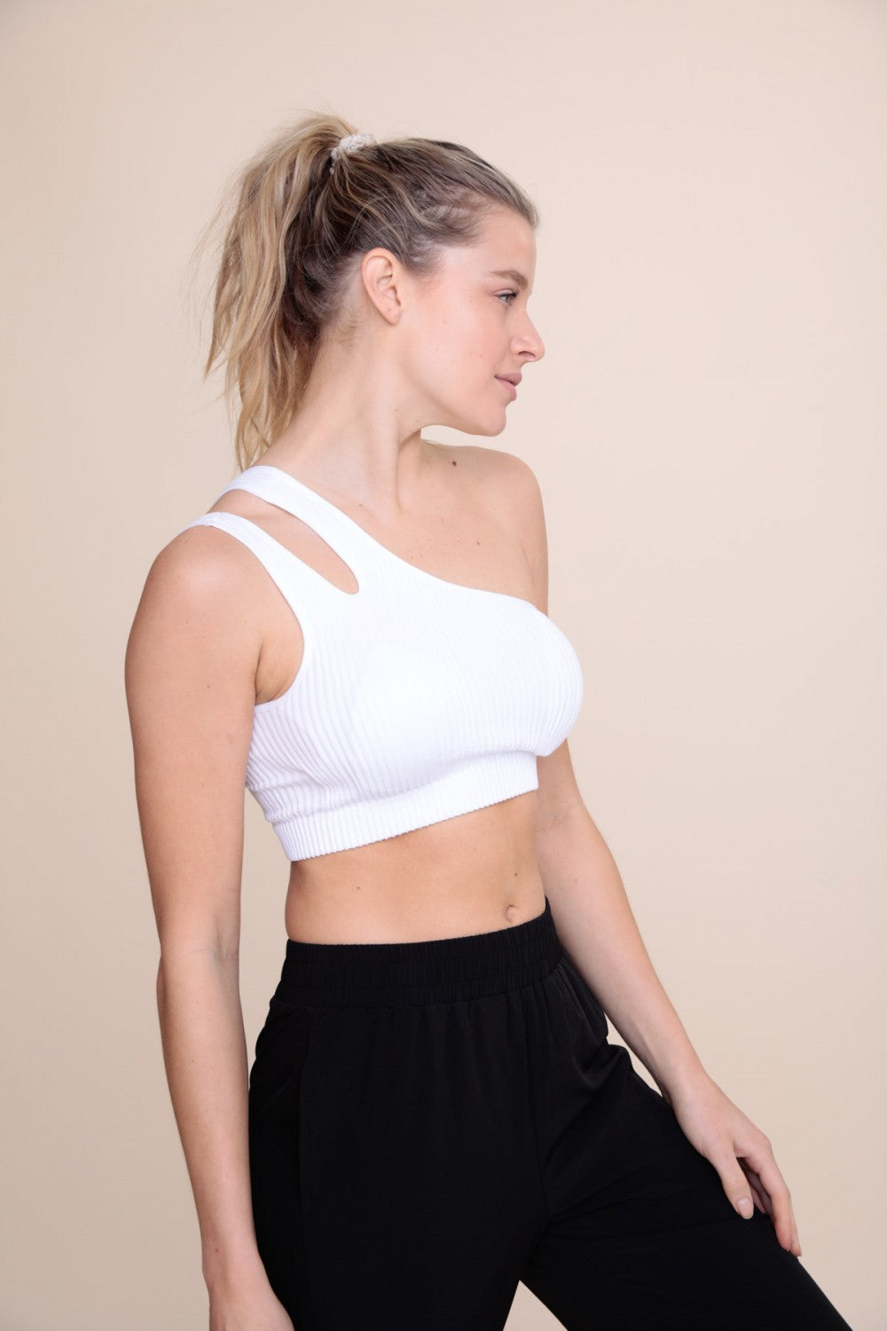 As If Double Strap One Shoulder Sports Bra